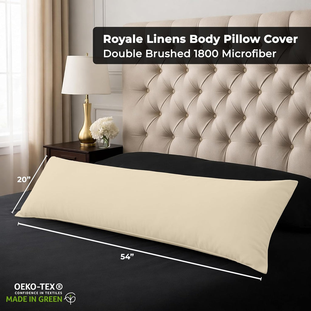Royalelinens ROYALE LINENS Body Pillow Cover - Double Brushed 1800 Microfiber - 20"x54" with Hidden Zipper Closure - Wrinkle & Fade Resista…