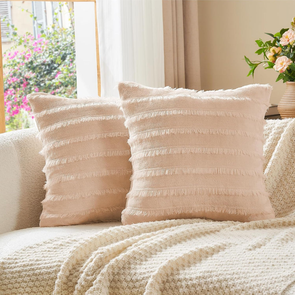 Bedelite Velvet Pillow Covers 18x18 with Zipper, 2 Pack Super Soft Square Pillow Covers for Bedroom, Sofa, Luxury Cozy Fleece Pillowcases f…