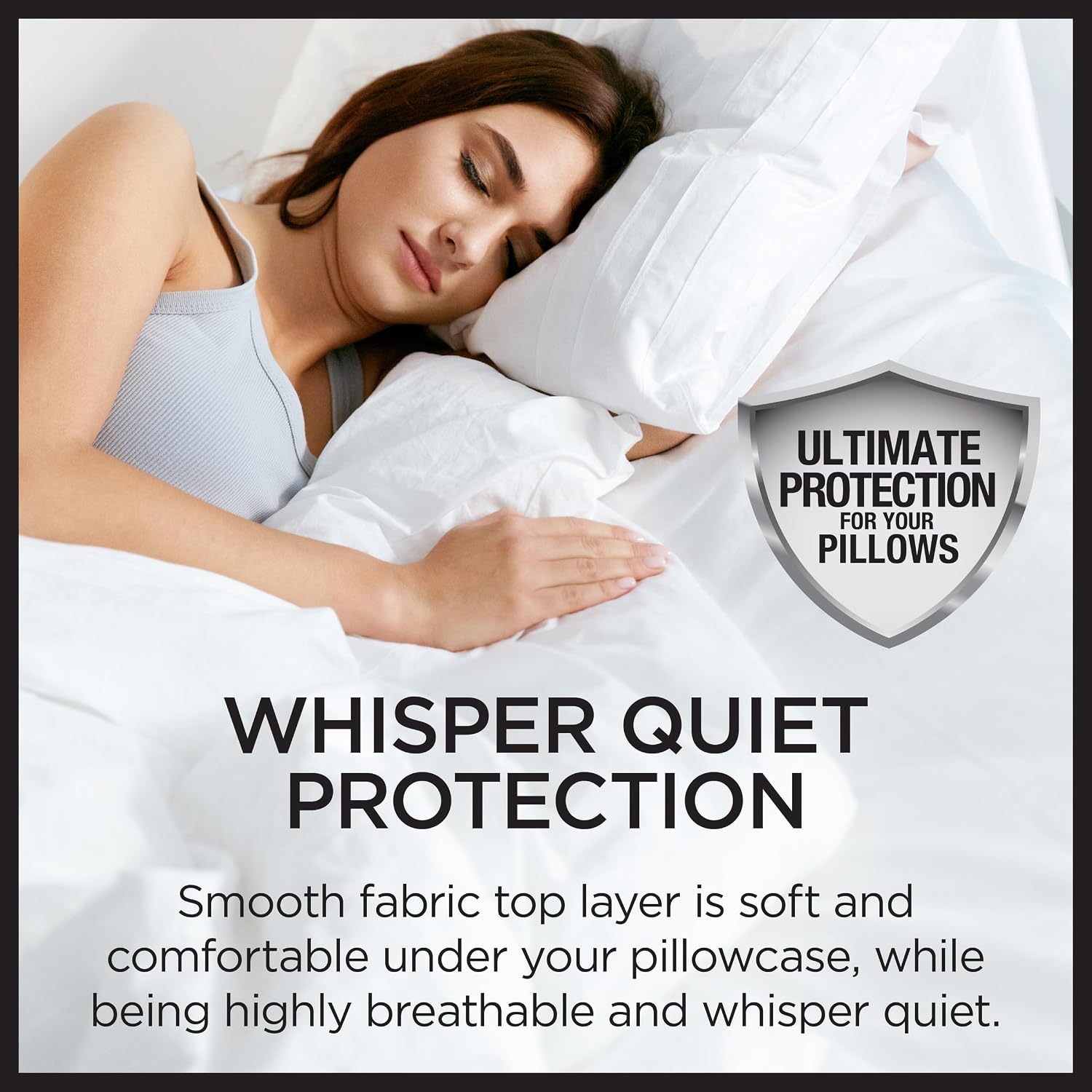Protect-A-Bed AllerZip Queen 20" x 30" Pillow Protectors (Set of 2), Bed Bug and Dust Mite Proof, Noiseless and Odor-Resistant Pillow Cover…