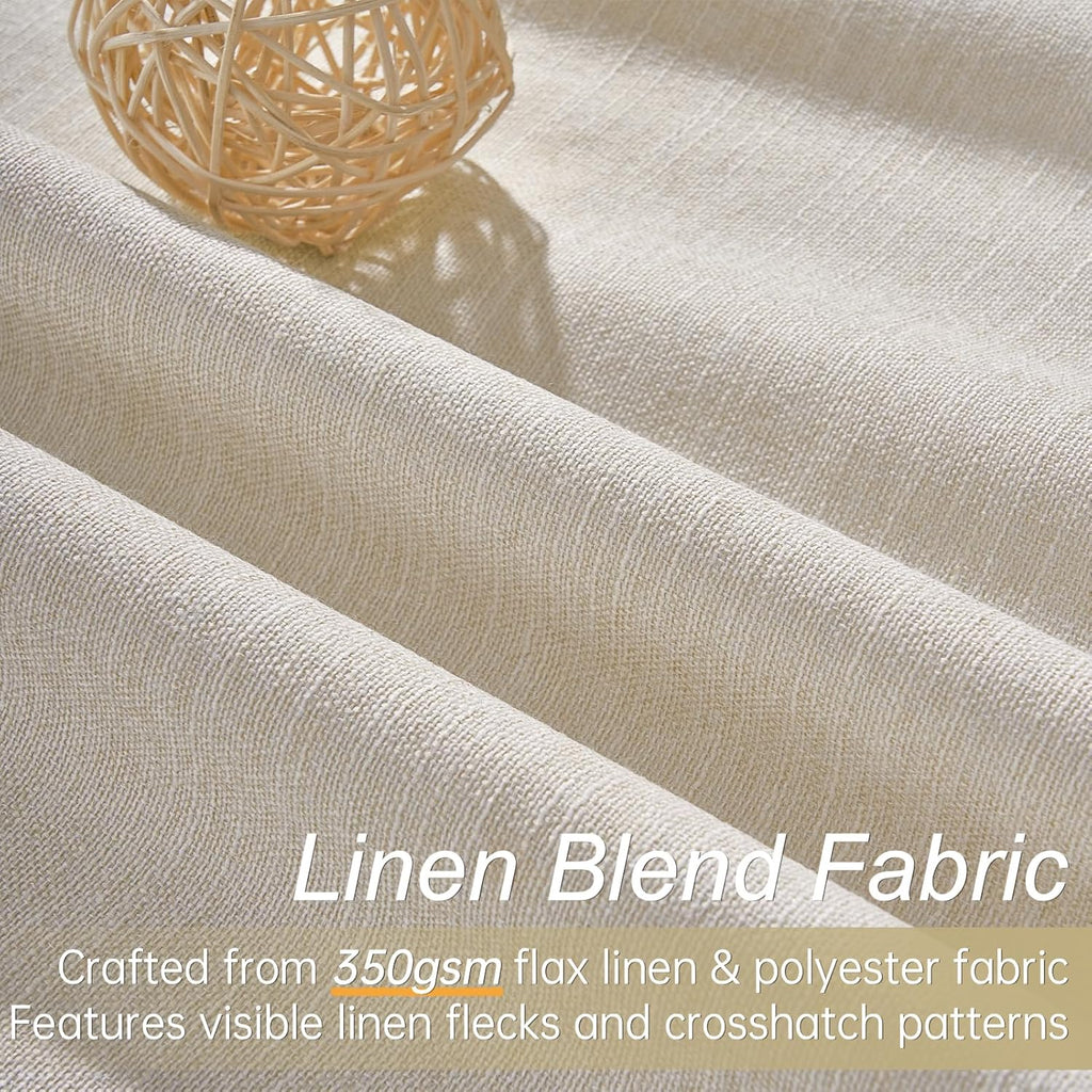 Topfinel Extra Long 132 Inch 100% Blackout Curtains for Livingroom Neutral Boho Linen Blend Farmhouse Curtain Drapes Sound Proof Drapes Pri…