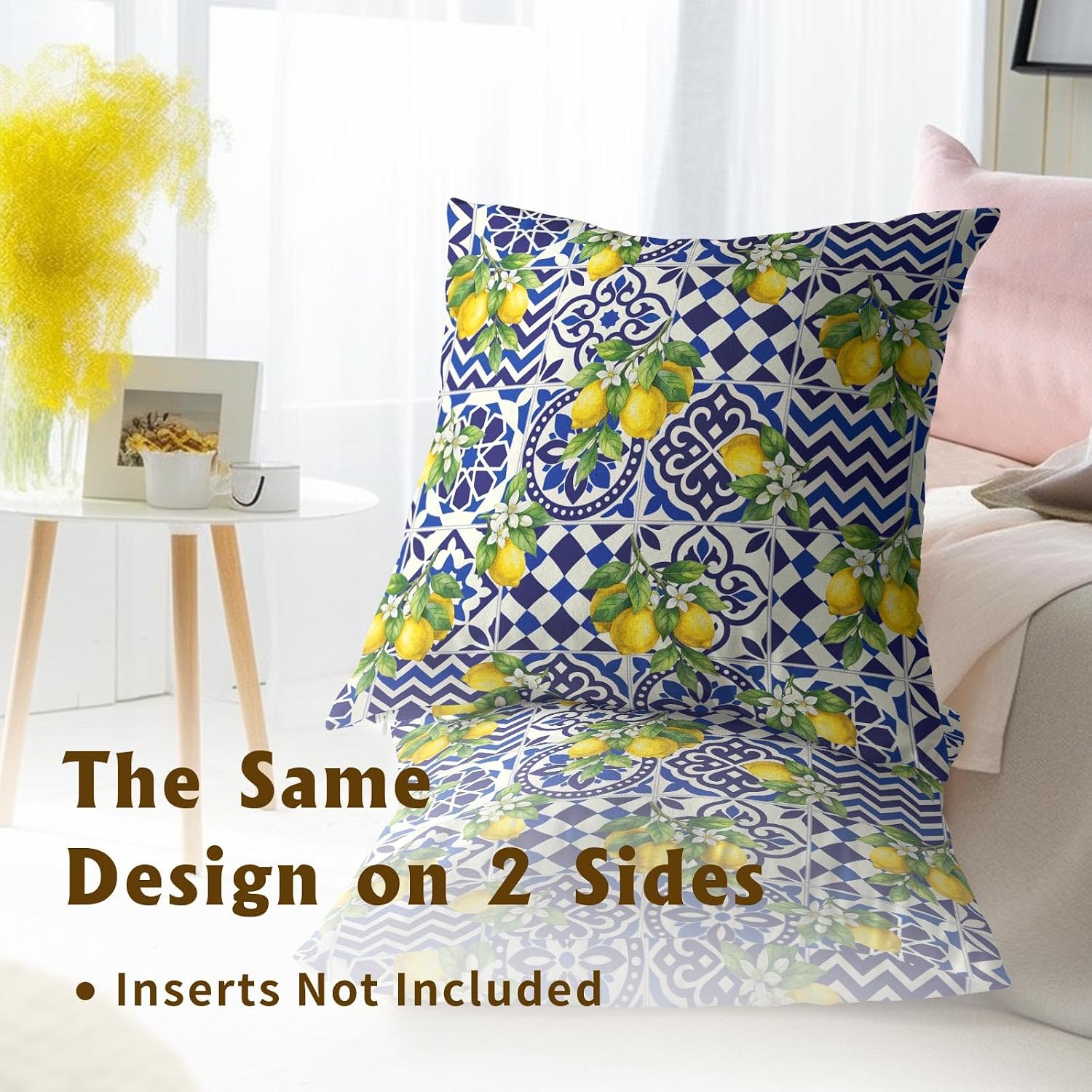 Lemon Mexican Tilt Pillow Covers 22x22 Inch Set of 2 Lemon Decor Italian Gifts Throw Pillow Cases Spring Summer Party Holiday Decorative…