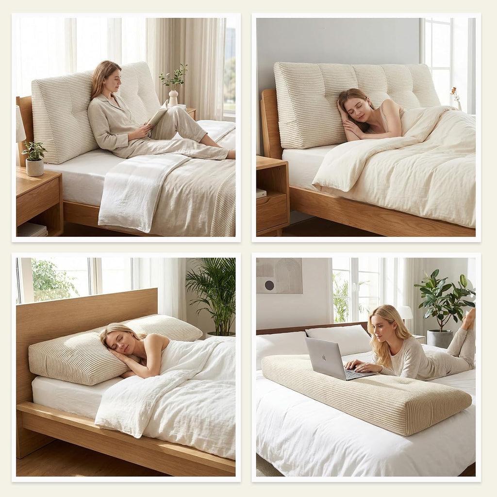 Djft Headboard Pillow King Size for Sitting in Bed, Large Bed Wedge Backrest Cushion with Ergonomic Foam, Reading Pillow Large Back Pillow…
