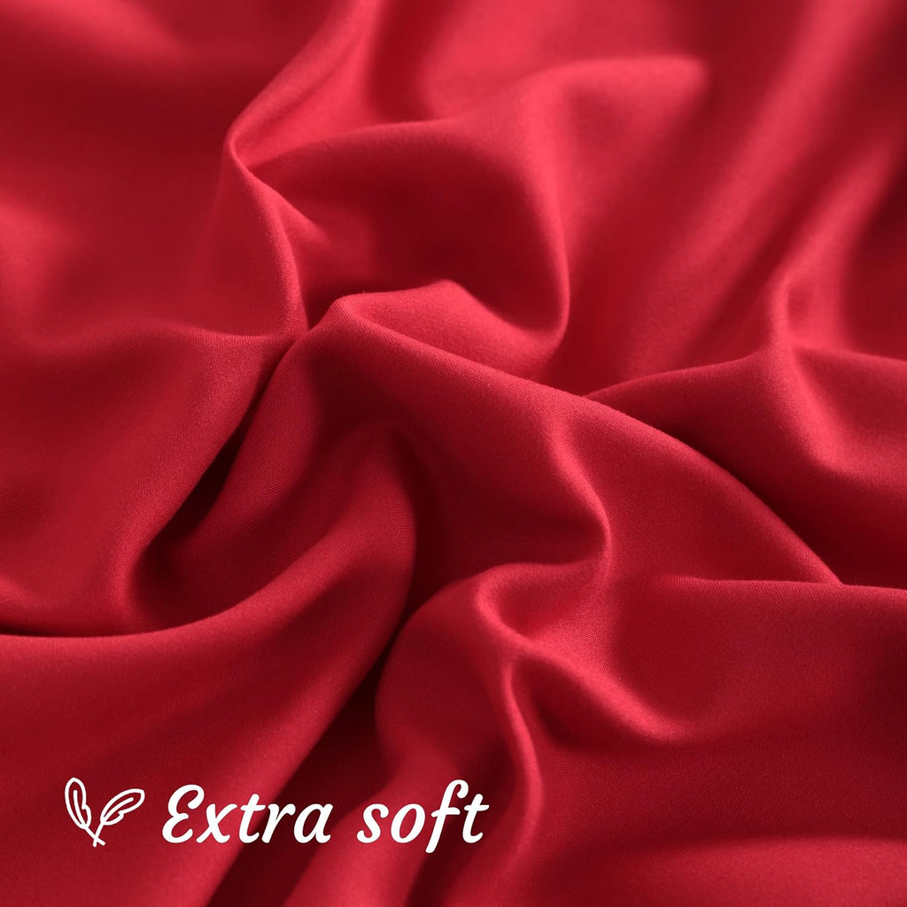 Ntbay King Pillow Cases Set of 2, 2 Pack Brushed Microfiber 20x40 Pillow Cases, Soft, Wrinkle, Fade, Stain Resistant Red Pillow Cases with…