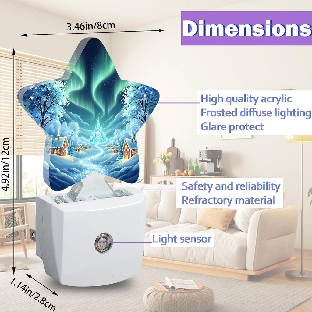 Energy Efficient Nightlights Plug in Wall, Winter Village Night Light for Kids Bedroom Decorative, Dreamy Polar Lights Dusk-to-Dawn…