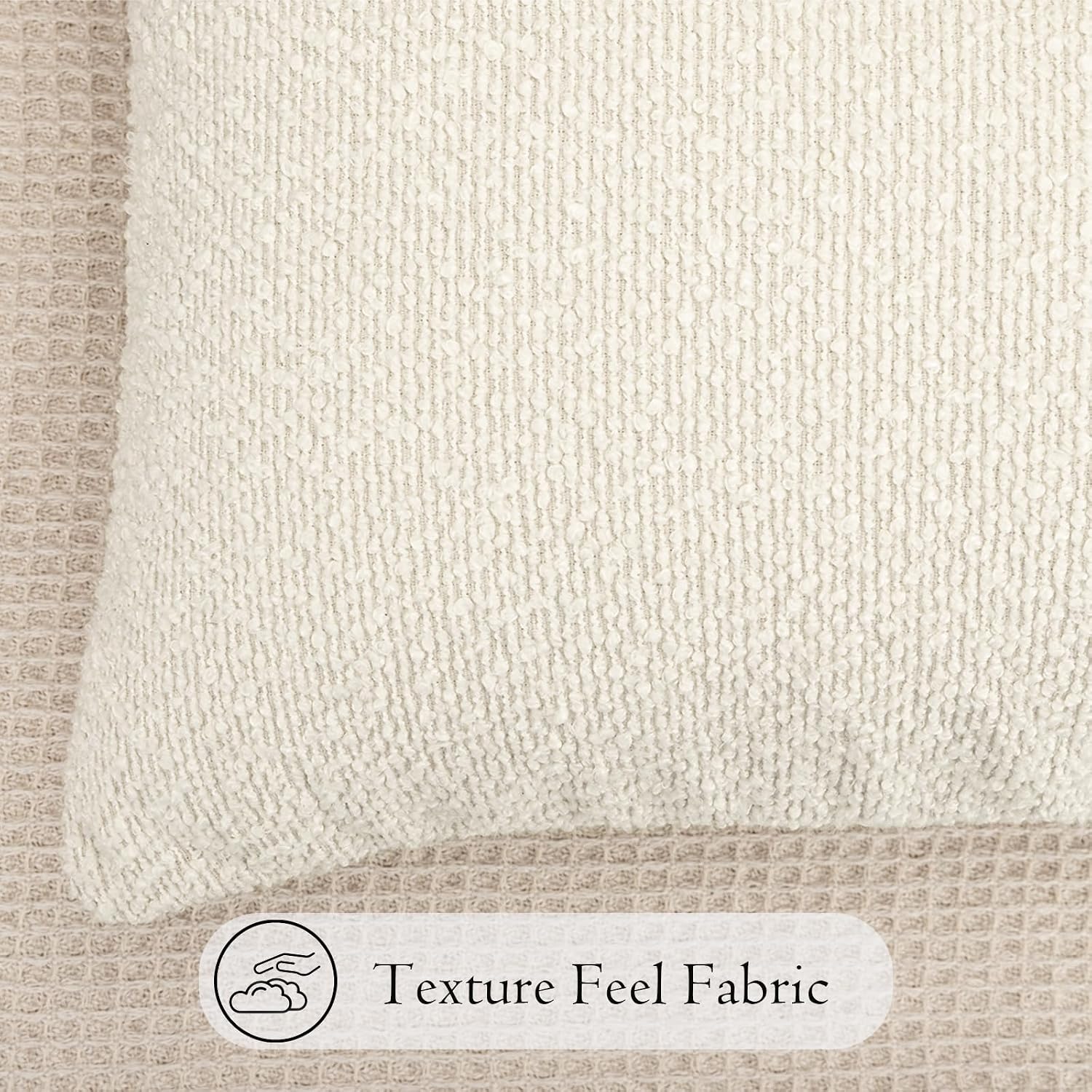 JoraLion 12x20 inch Boucle Throw Pillow Covers, Cream Woven Texture Neutral Pillow Cover Breathable Cushion Case for Couch Sofa Bed…