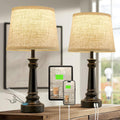 EJIAXIN Touch Lamps for Nightstand Set of 2 - Black Table Lamp for Bedroom Dimmable Bedside Lamp with USB C+A Ports - Lamps for Night…