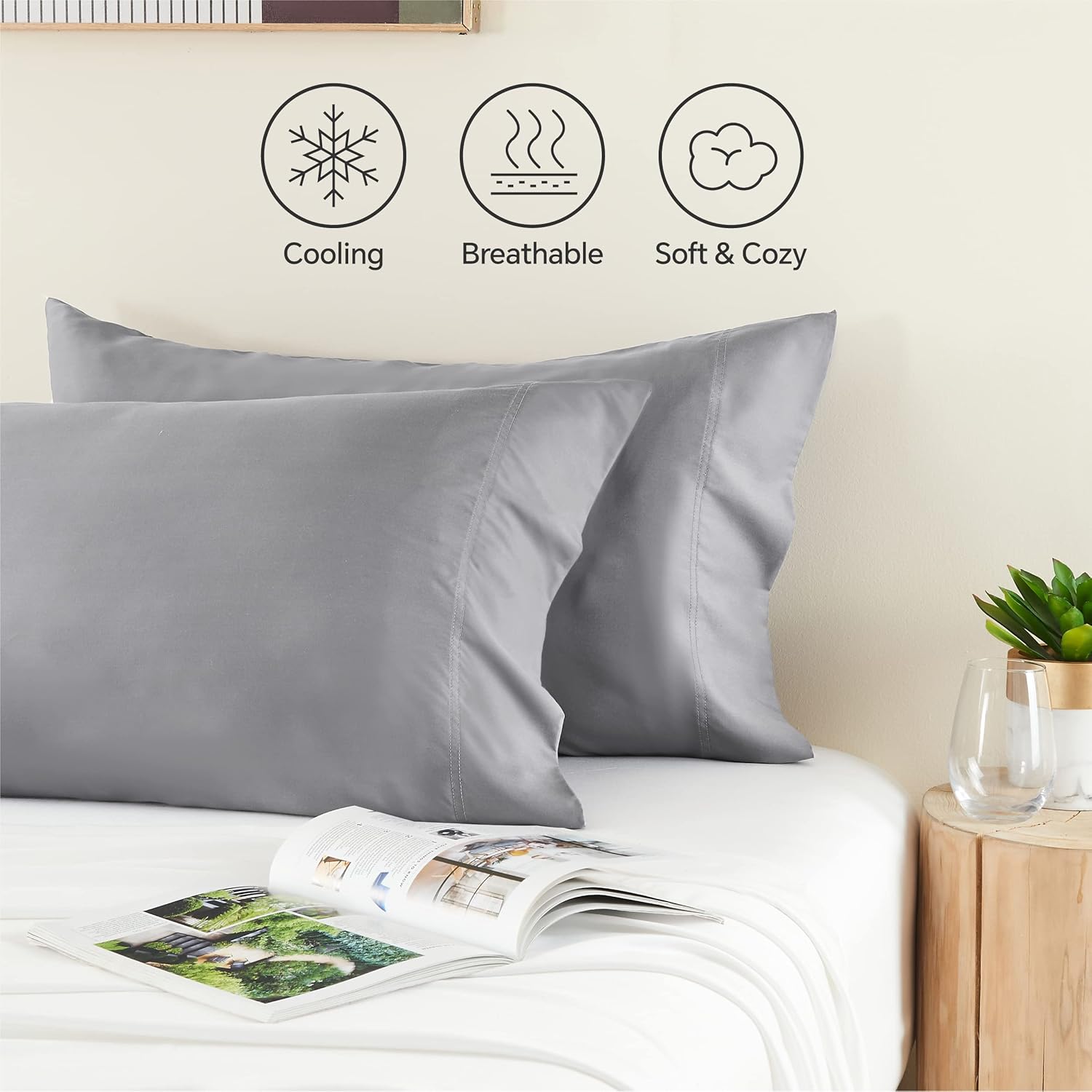 Bedelite Pillow Cases Queen Size Set of 2, Rayon Derived from Bamboo, Cooling Pillow Cases for Hot Sleepers & Night Sweats, Breathable and…