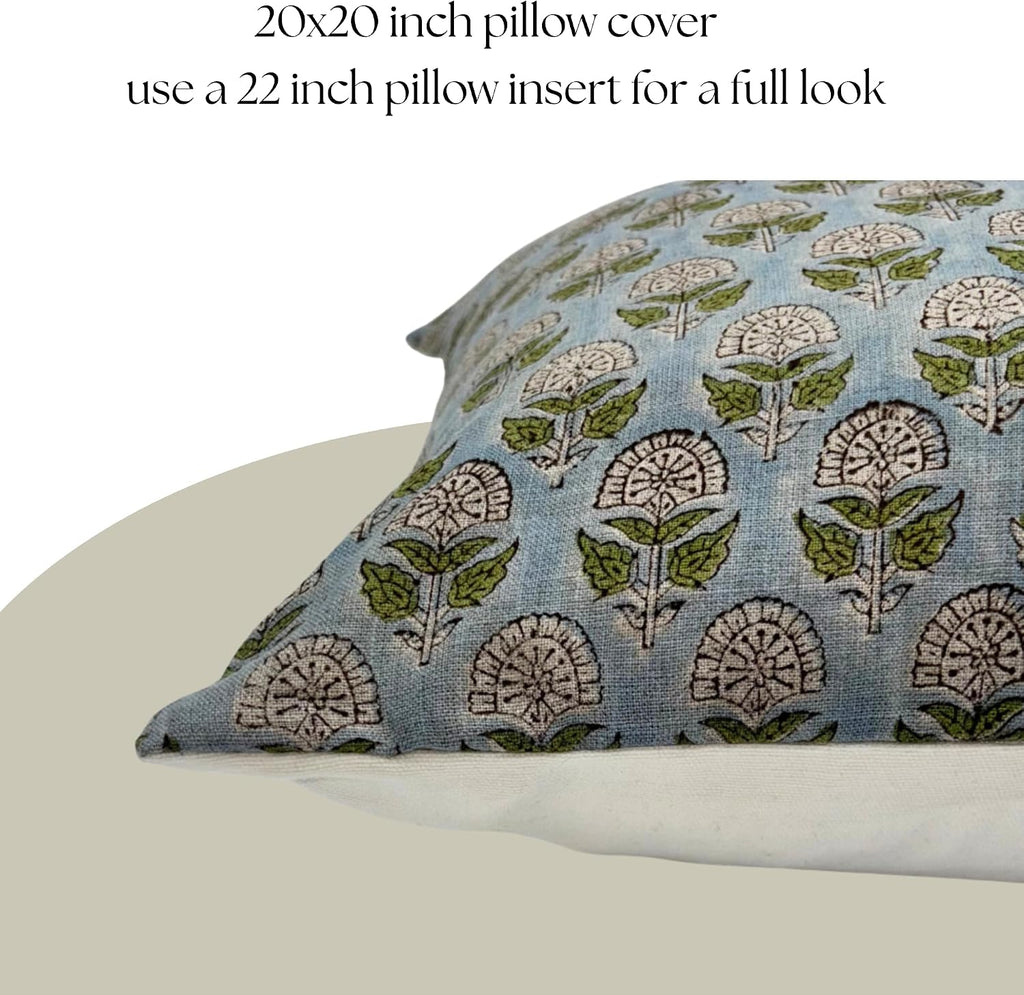 LineandLoop Linen Throw Pillow Covers 20x20 inch Floral Pillows Stripe Spring Decorative Pillow Covers for Living Room, Bedroom 0 Count 2 i…