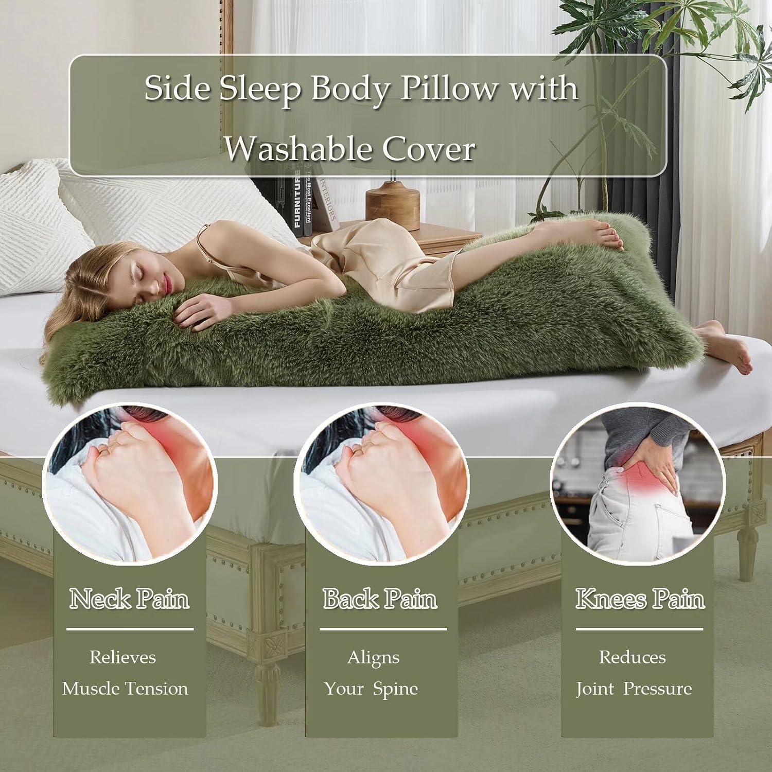 HKMR 20x54 inch Luxury Fluffy Body Pillow Cover(No Filling), Shaggy Furry Body Pillowcase with Zipper, Soft Decorative Plush Full Long…