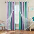 Addsomecolortolife XiDi Grey Kids Curtains for Bedroom, Nursery Bedroom Blackout Curtain, Childs Room Decor Purple Green Curtains, Girls Cu…