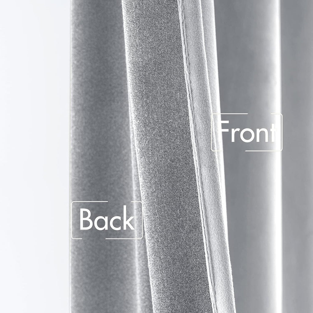 Miulee Greyish White Velvet Curtains 90 inches 2 Panels - Luxury Blackout Curtains for Bedroom Living Room Thermal Insulated Super Soft Win…