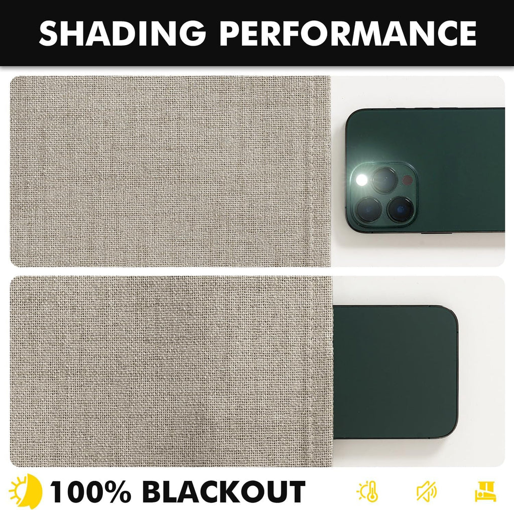 Miulee 100% Blackout Linen Curtains for Bedroom, Stone Solid Luxury Decor Thermal Insulation Room Darkening Drapes for Living Room Nursery…