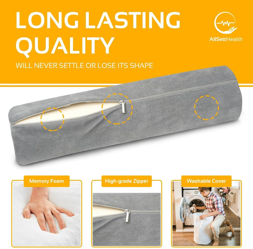 AllSettth AllSett th Firm Cervical Neck Roll Memory Foam Pillow, Bolster Pillow, Round Neck Support for Sleeping | Bolster for Bed,…