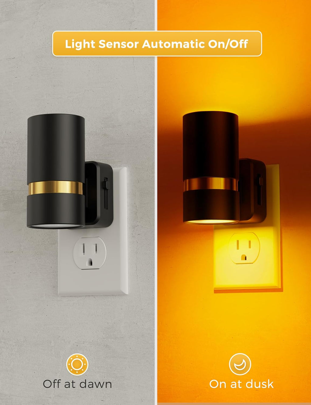 L LOHAS LED Night Lights Plug into Wall, Dusk to Dawn Sensor, Amber Night Light Plug in for Kids, 0-100LM, Ideal for Bedroom, Hallway…