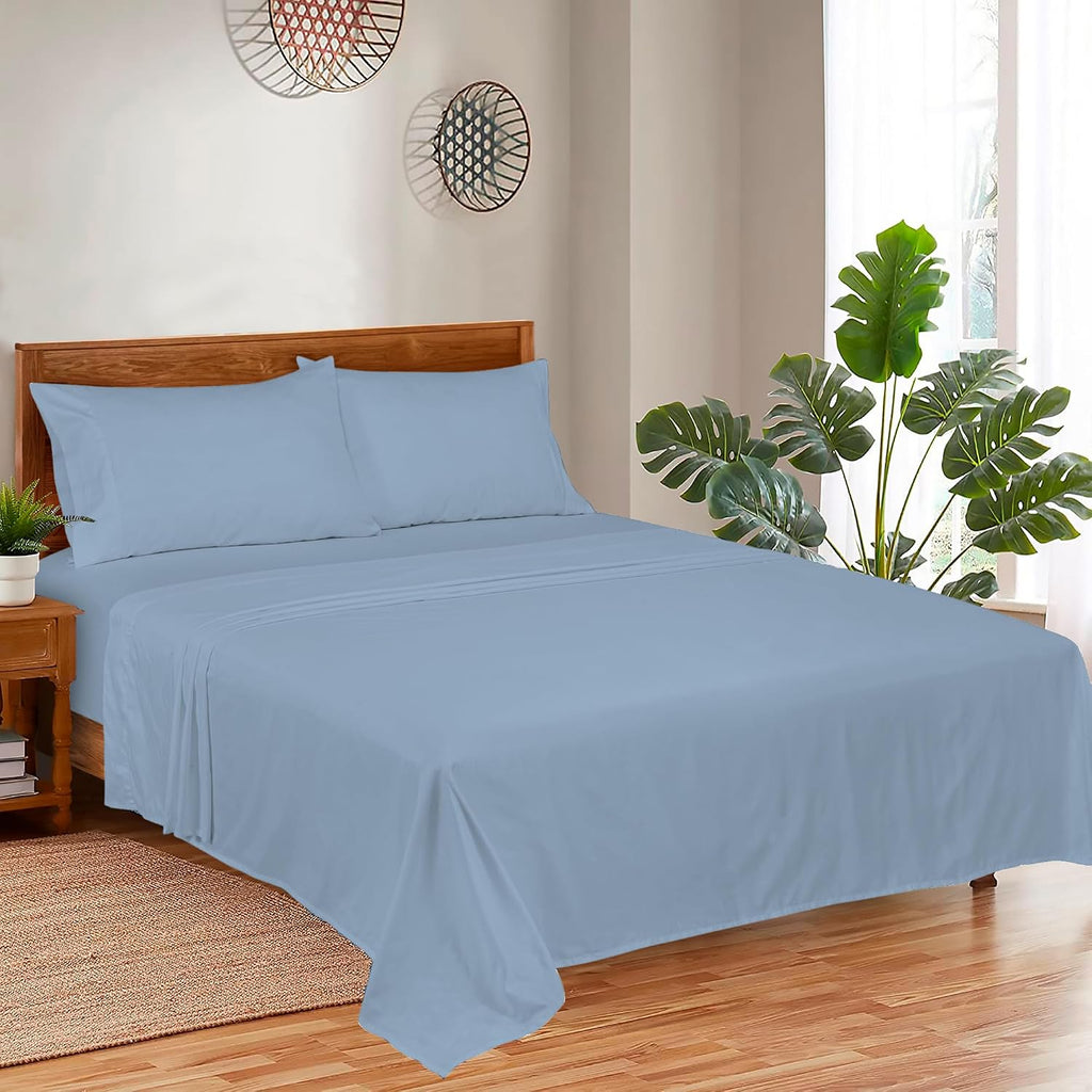 Royalelinens ROYALE LINENS 300 Thread Count Cotton Sateen Sheet Set - 4 Piece Full Bed Sheets - 1 Fitted, 1 Flat & 2 Pillow Cases - Soft Co…
