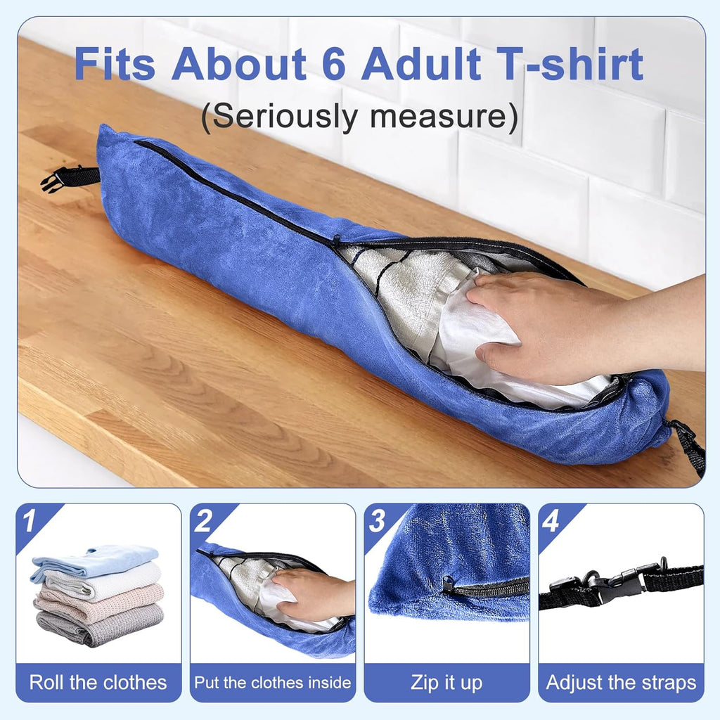2Pack Stuffable Travel Pillow for Extra Luggage, Velvet Travel Neck Pillow with Adjustable Neck Size, Fits About 6 T-Shirts Travel…