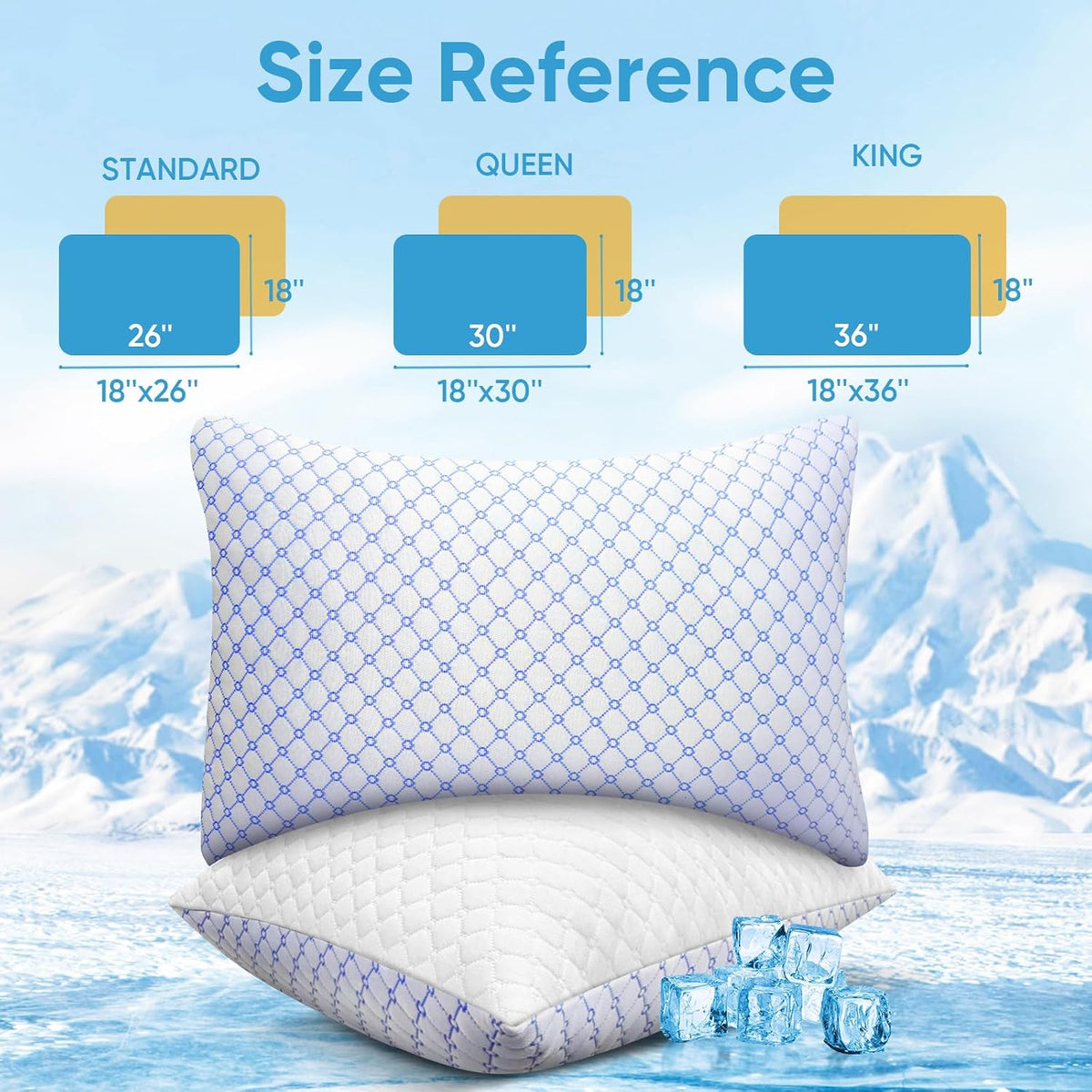 Oaisz Cooling Pillow King Size Set of 2, Shredded Memory Foam Bed Pillows for Sleeping, Adjustable Pillows with Cooling Cover, Soft Yet Sup…