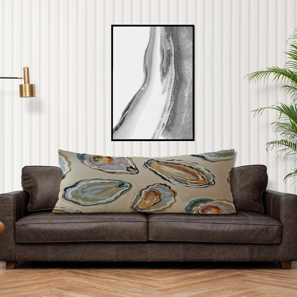 Coastal Beach Oyster Body Pillow Covers 20x54, Beachy Room Decor Aesthetic, Retro Nautical Ocean Oyster Shell Long Body Pillow Case Cover…