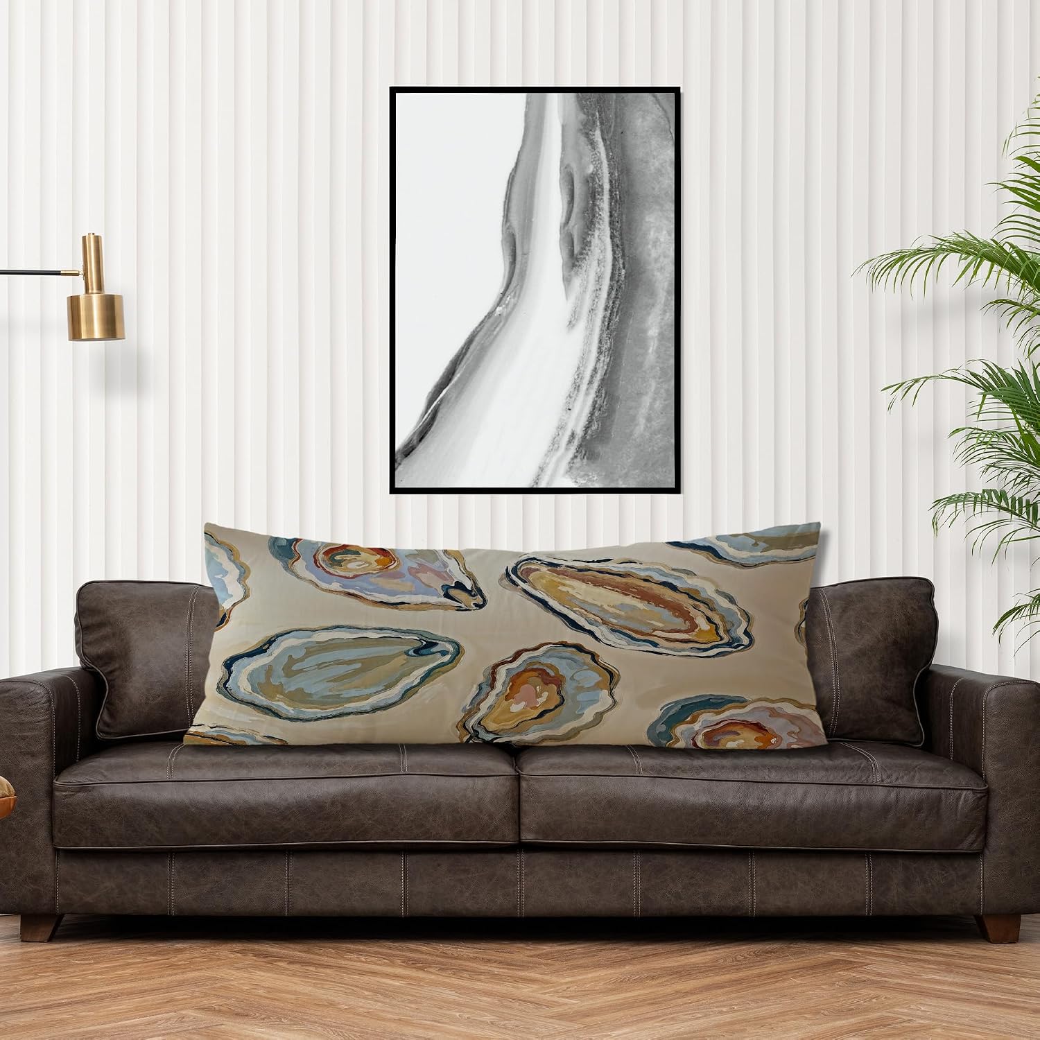 Coastal Beach Oyster Body Pillow Covers 20x54, Beachy Room Decor Aesthetic, Retro Nautical Ocean Oyster Shell Long Body Pillow Case Cover…