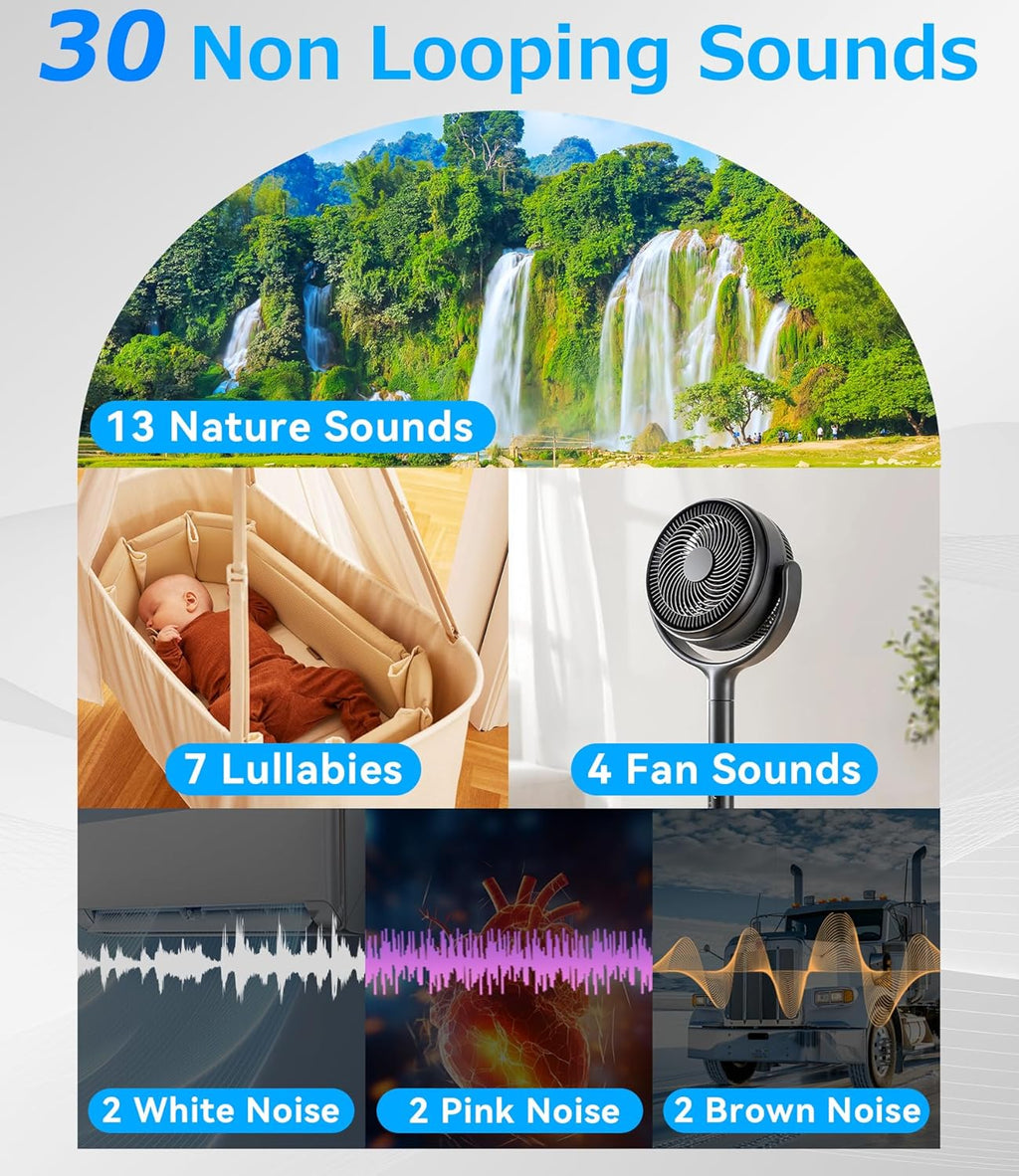 Alarm Clock with White Noise: White Sound Machine with 30 Soothing Sounds, 10 Soft Wake-Up Sounds, 32 Adjustable Volume & Timer, Memory…
