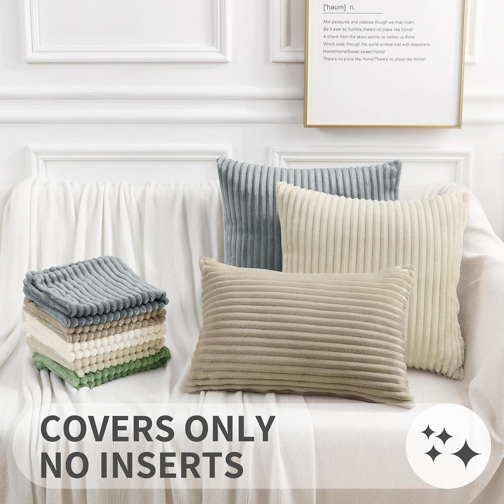 SimmoreHomeDecor Simmore Decorative Throw Pillow Covers 20x20 Set of 2, Soft Natural Plush Flannel Double-Sided Fluffy Couch Pillow Covers…