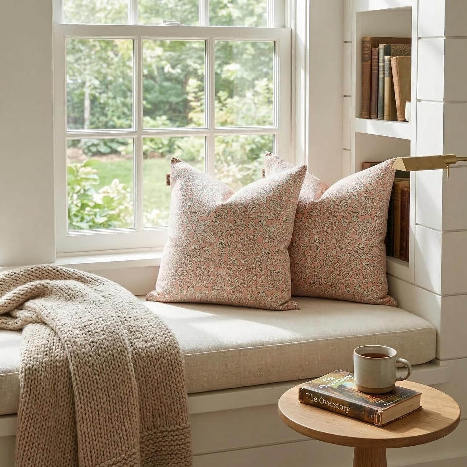 LineandLoop Linen Peach Pink Throw Cushion Covers 20x20 inch Pillow Farmhouse Style Spring Decorative Pillow Covers for Couch Living Room,…
