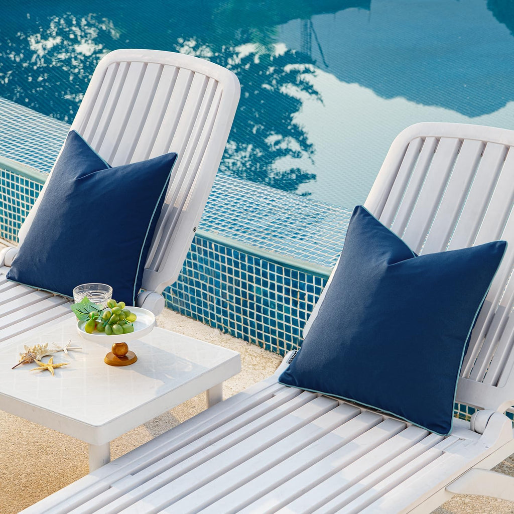 MIULEE Pack of 2 Outdoor Waterproof Throw Pillow Covers Decorative Outdoor Pillowcases Piping Edge Water Resistant Cushion Covers for…