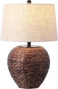 JONATHAN Y 24.5" Dark Brown Water Hyacinth Farmhouse Basket Table Lamp, Coastal Decor for Living Room Bedroom Nightstand, Light Gray…