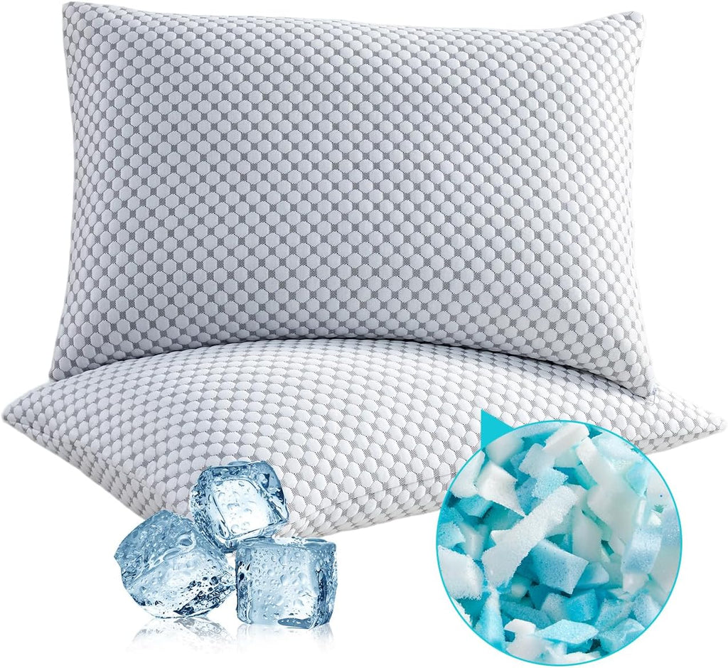 Saphreas Cooling Bed Pillows Queen for Sleeping, Luxury Hotel Shredded Memory Foam Pillows for Side Back Stomach Sleepers, Cool Firm Pillow…