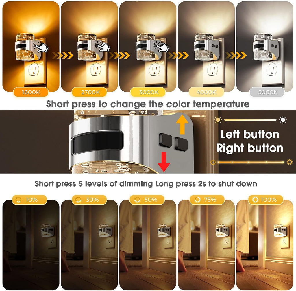 Llohasled L LOHAS LED Motion Sensor Night Light, 5CCT Color Temperature Change Night-Light, Bubble Night Lights Plug into Wall, Dimmable Nigh…