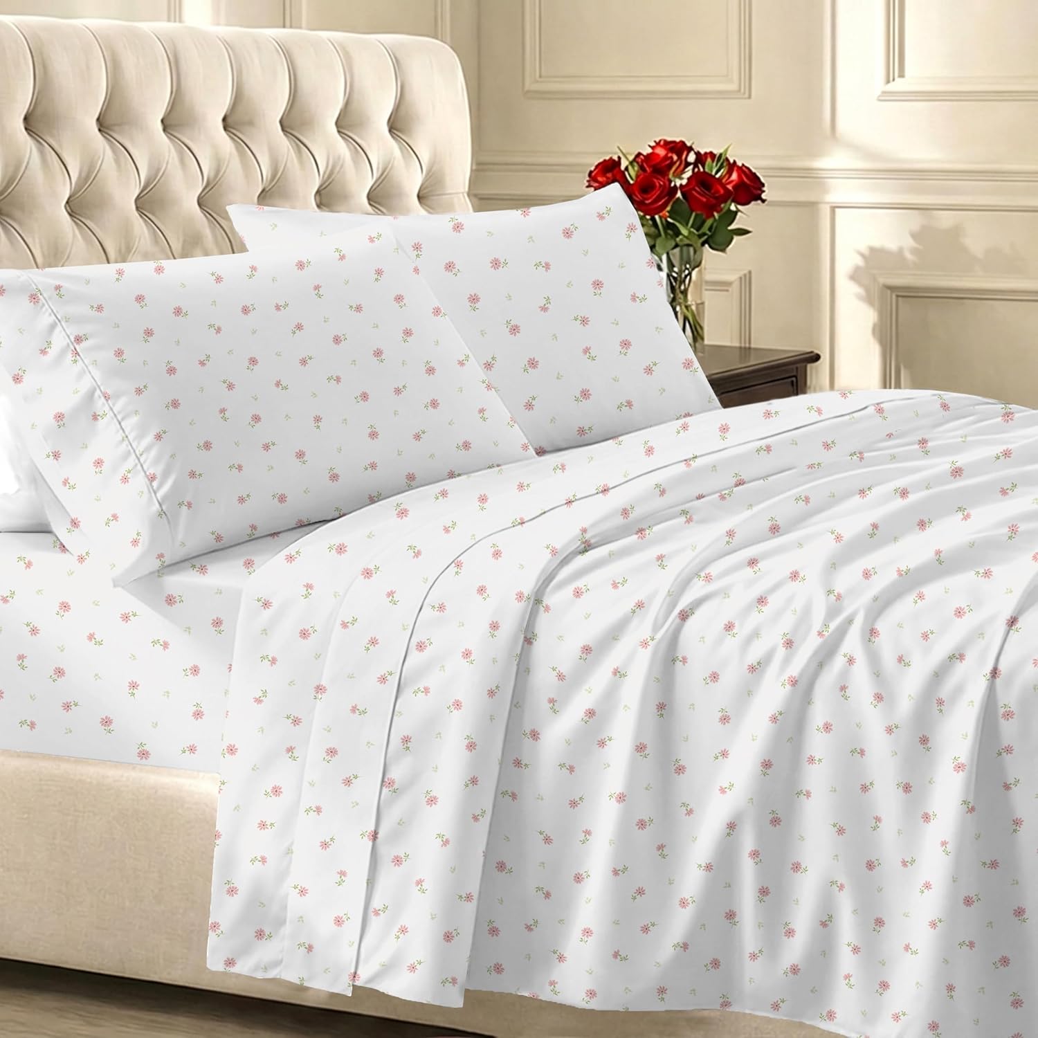CaliforniaDesignDen California Design Den Soft 100% Cotton Queen Size Bed Sheets Set, 400 Thread Count Good Housekeeping Award Winner, Smoo…