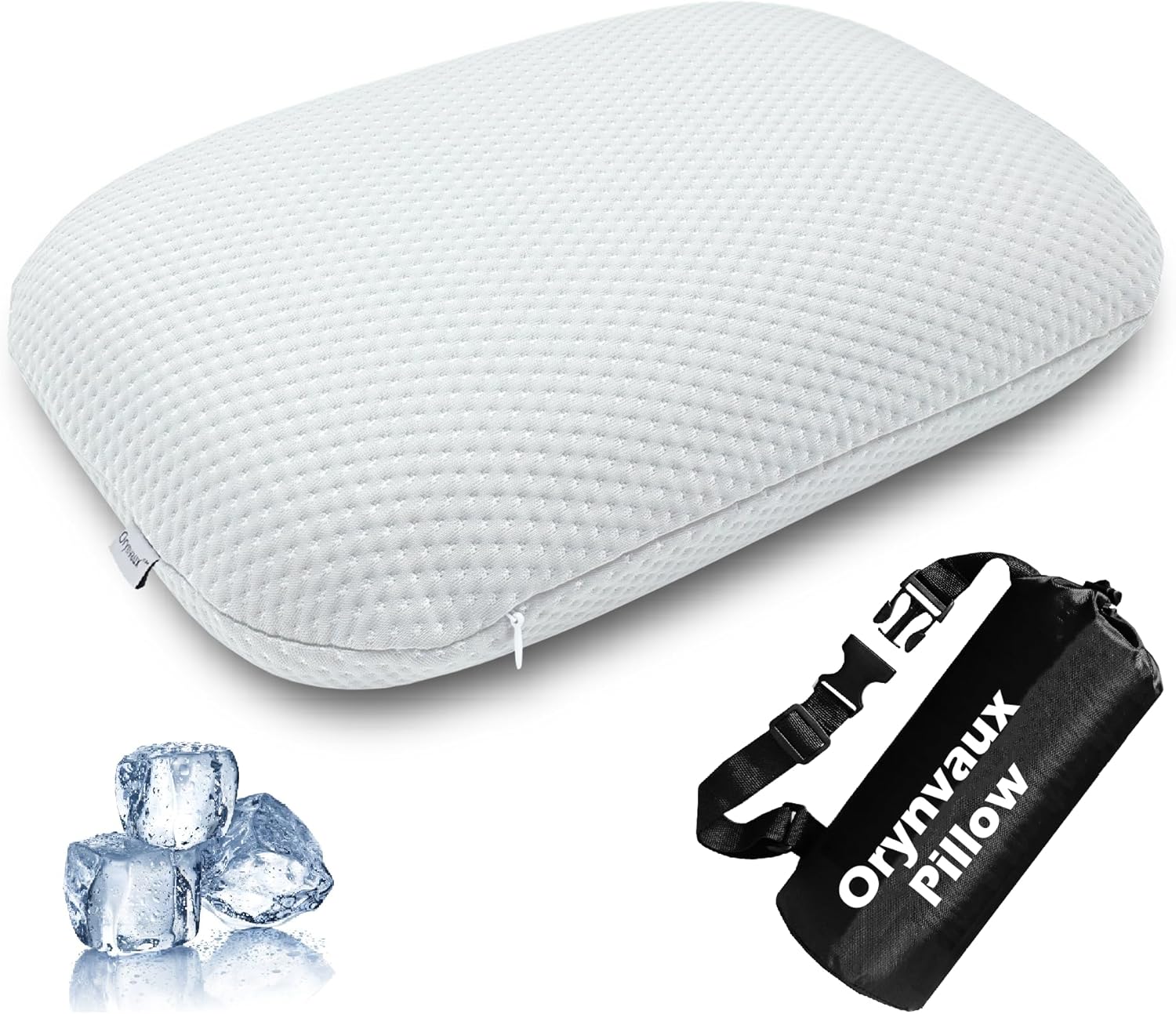 BetterSleepAnywhere! Cooling Camping Pillow, Memory Foam Travel Pillow with Adjustable Buckle Strap & Storage Bag