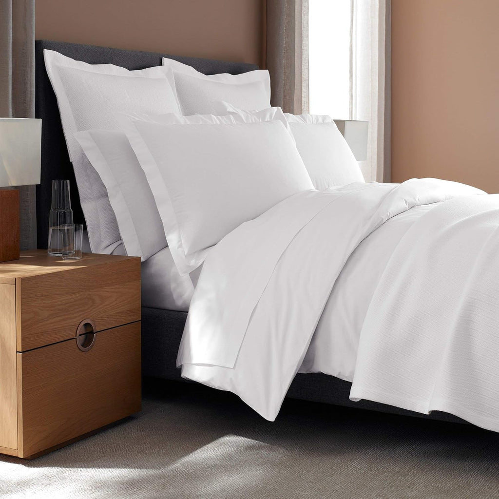 H by Frette Percale H Bed Bundle (California King) - Luxury All-White Bedding Bundle/Includes Pillowcases, Top Sheet, Fitted Sheet, Duvet…