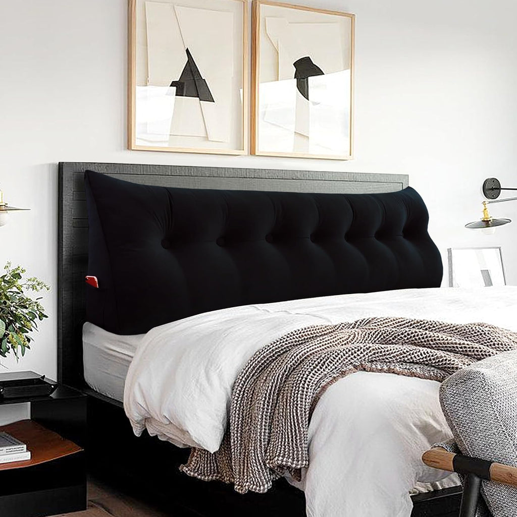 Headboard Pillow King - Bed Wedge Headboard Reading Pillow for Sitting in Bed, Large Daybed Pillow, Velvet Positioning Support Bedrest…