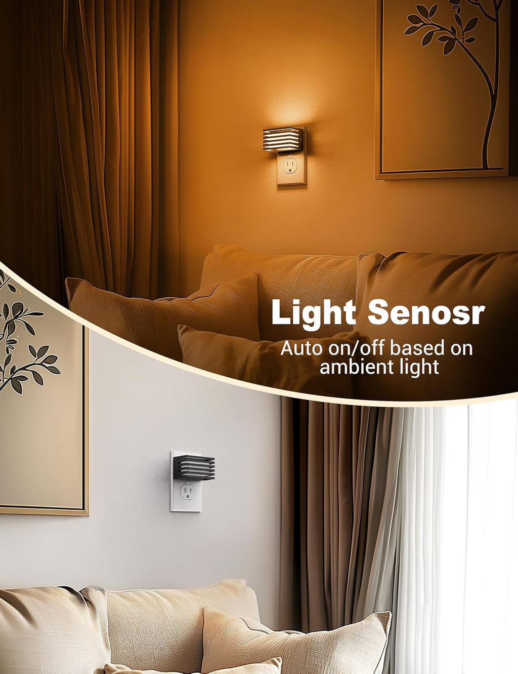 JandCase Amber Night Light, [2 Pack] Night Lights Plug into Wall with Dusk to Dawn Sensor, Dimmable Plug in Night Light, Adjustable…