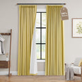 Boodii Yellow 100% Blackout Linen Pinch Pleated Curtains 84 Inch Length 2 Panels Privacy Drapes for Bedroom Living Room Insulated Thermal B…