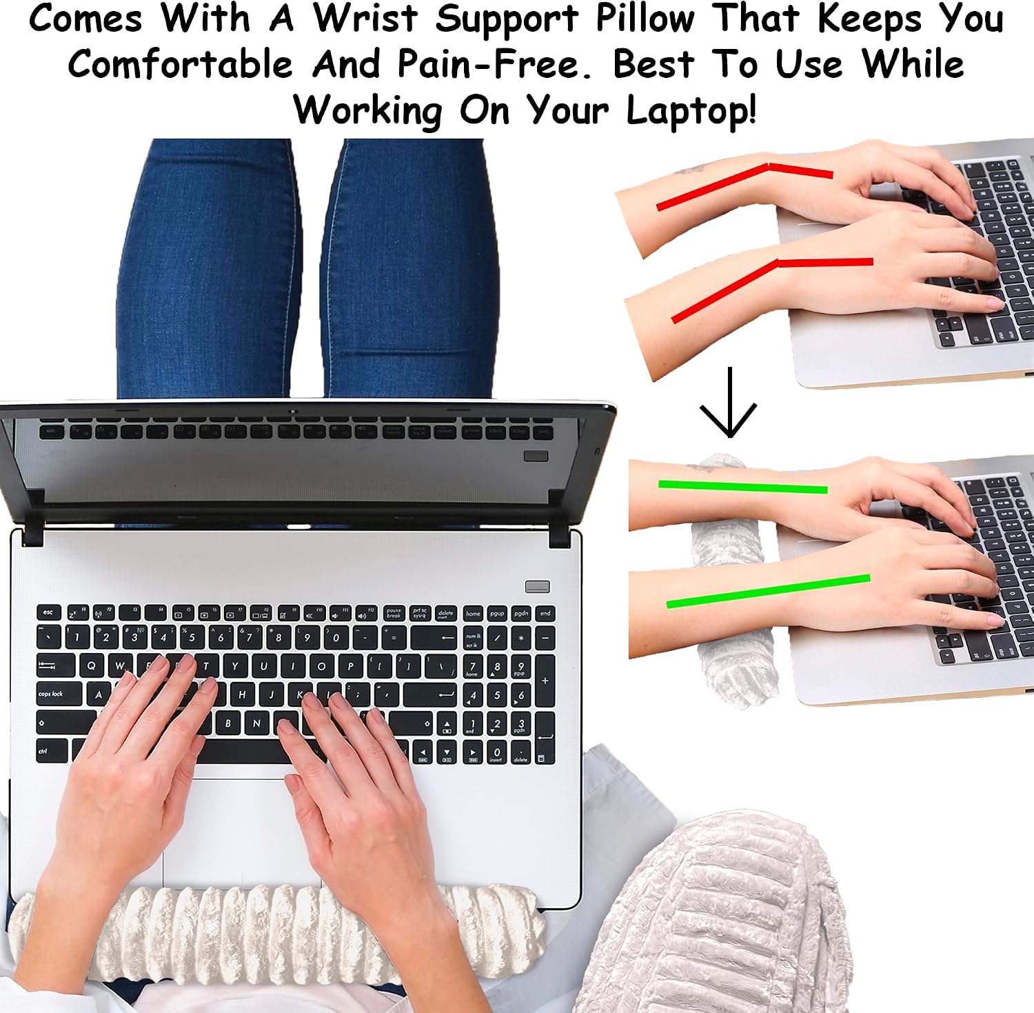 Homie Reading Pillow with Reading Light and Wrist Support, Has Arm Rests, and Back Support for Bed Rest, Lounging, Reading, Working on…