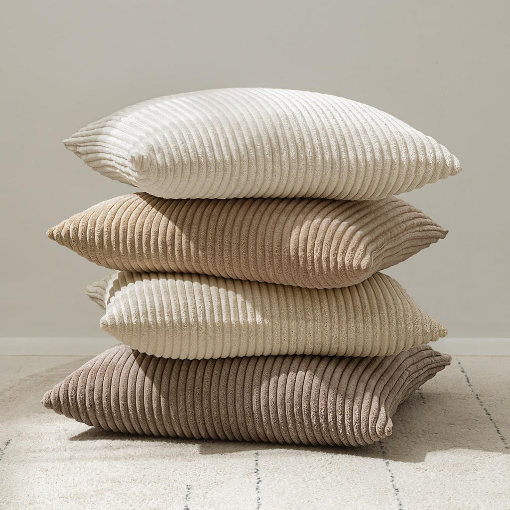 MIULEE Summer Pack of 2 Corduroy Pillow Covers Soft Soild Cushion Cases Decorative Square Throw Pillow Covers Cream White Pillowcases for…