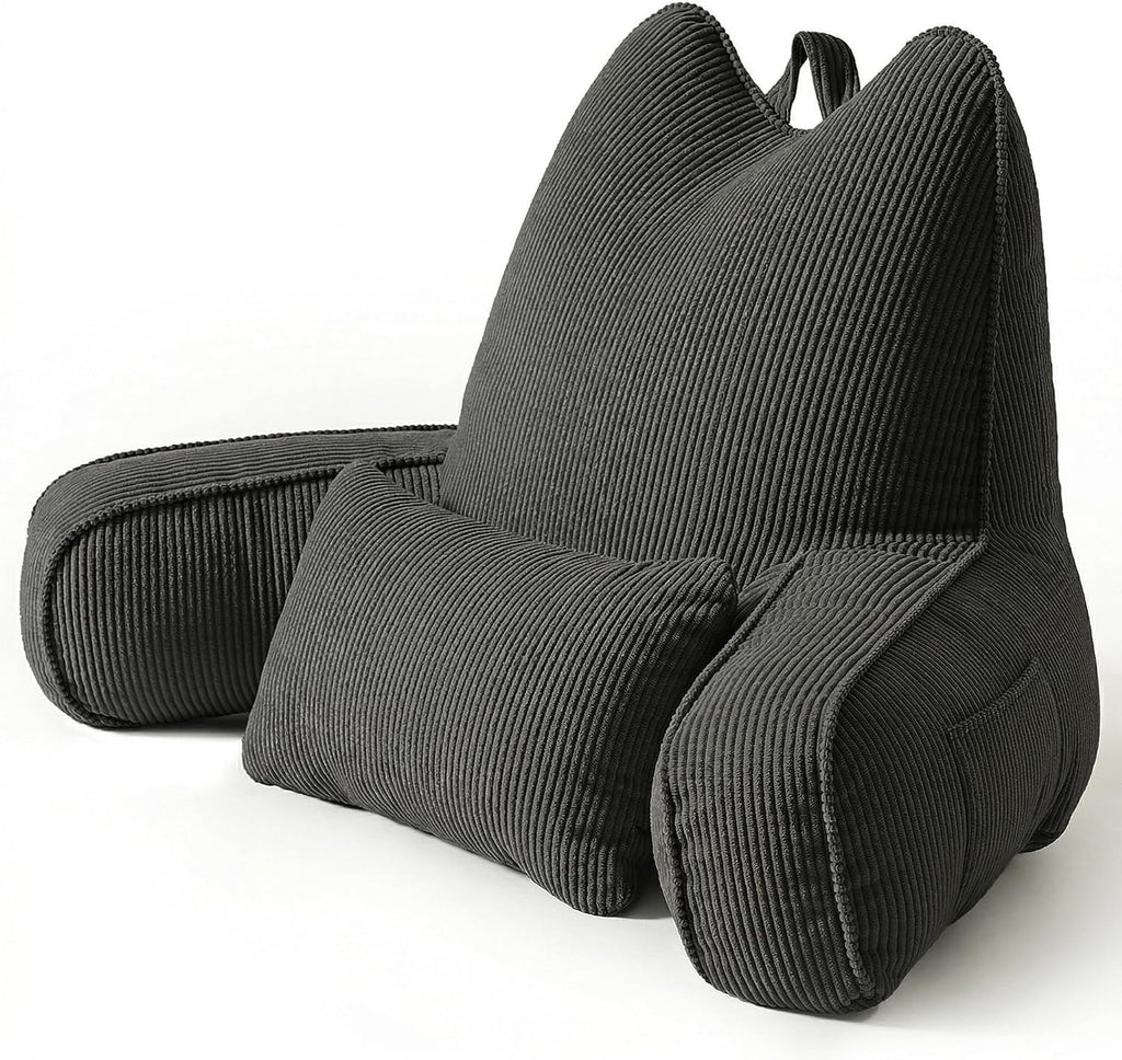 Ailuteie Patented Design Corduroy Bed Rest Pillow with Arms, Back Support Pillow for Sitting in Bed, Detachable Lumbar Support, Large Backr…