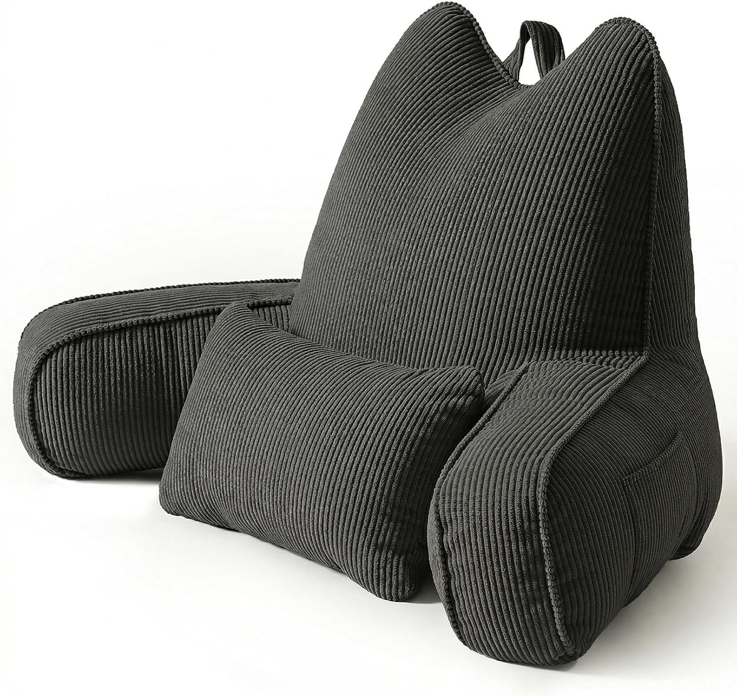 Ailuteie Patented Design Corduroy Bed Rest Pillow with Arms, Back Support Pillow for Sitting in Bed, Detachable Lumbar Support, Large Backr…