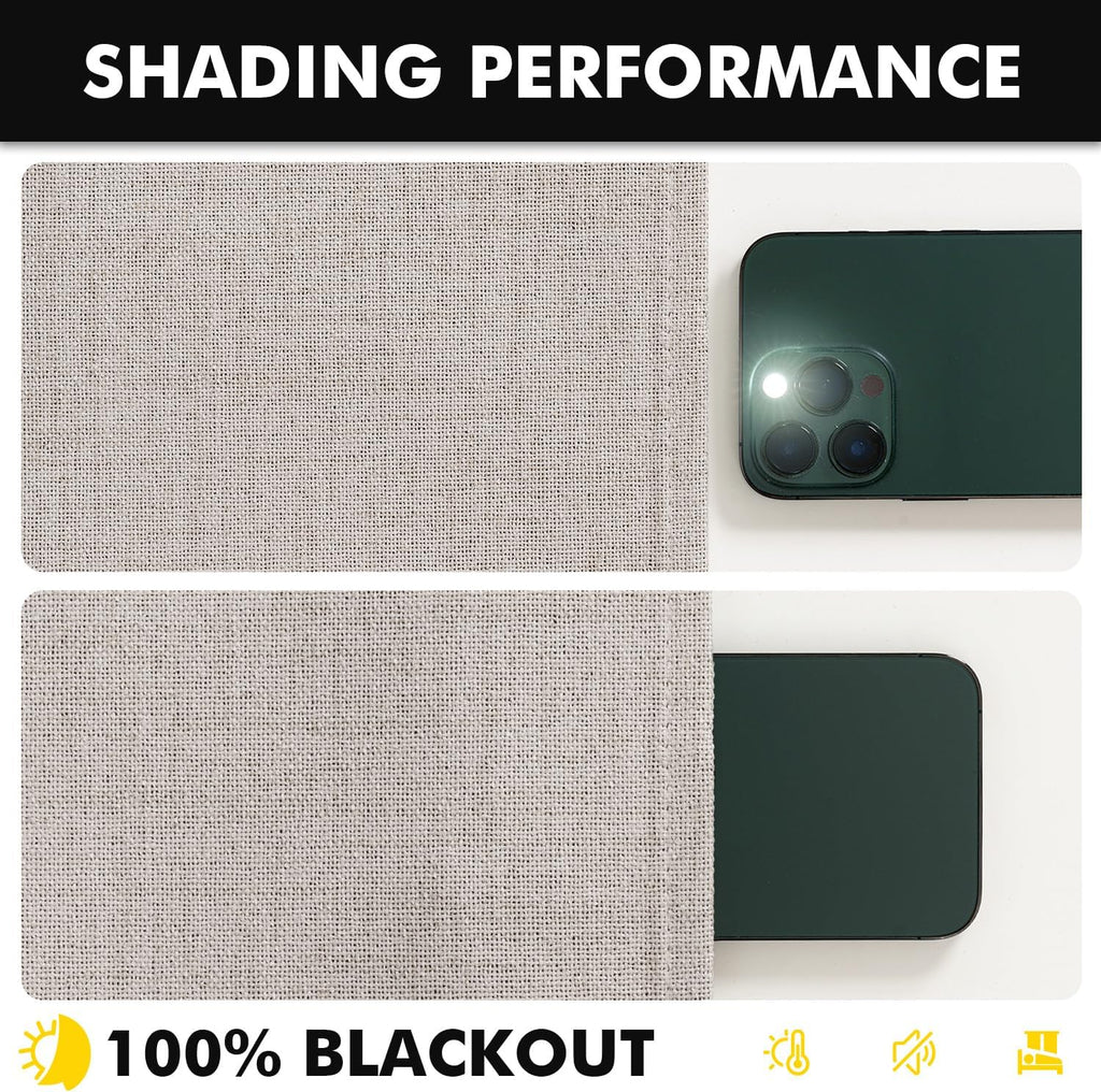 Miulee 90 Inch Long 100% Blackout Linen Curtains for Bedroom, Ivory Solid Luxury Decor Thermal Insulation Room Darkening Drapes for Living…