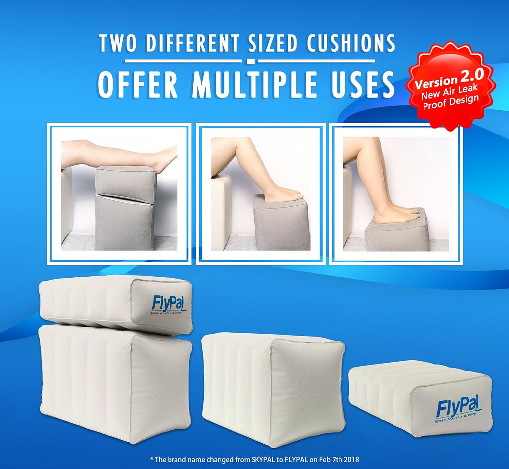 Flypal Inflatable Foot Rest Pillow, Kids Airplane Bed | Adjustable Height Leg Rest for Travel & Office | Improves Comfort & Circulation…