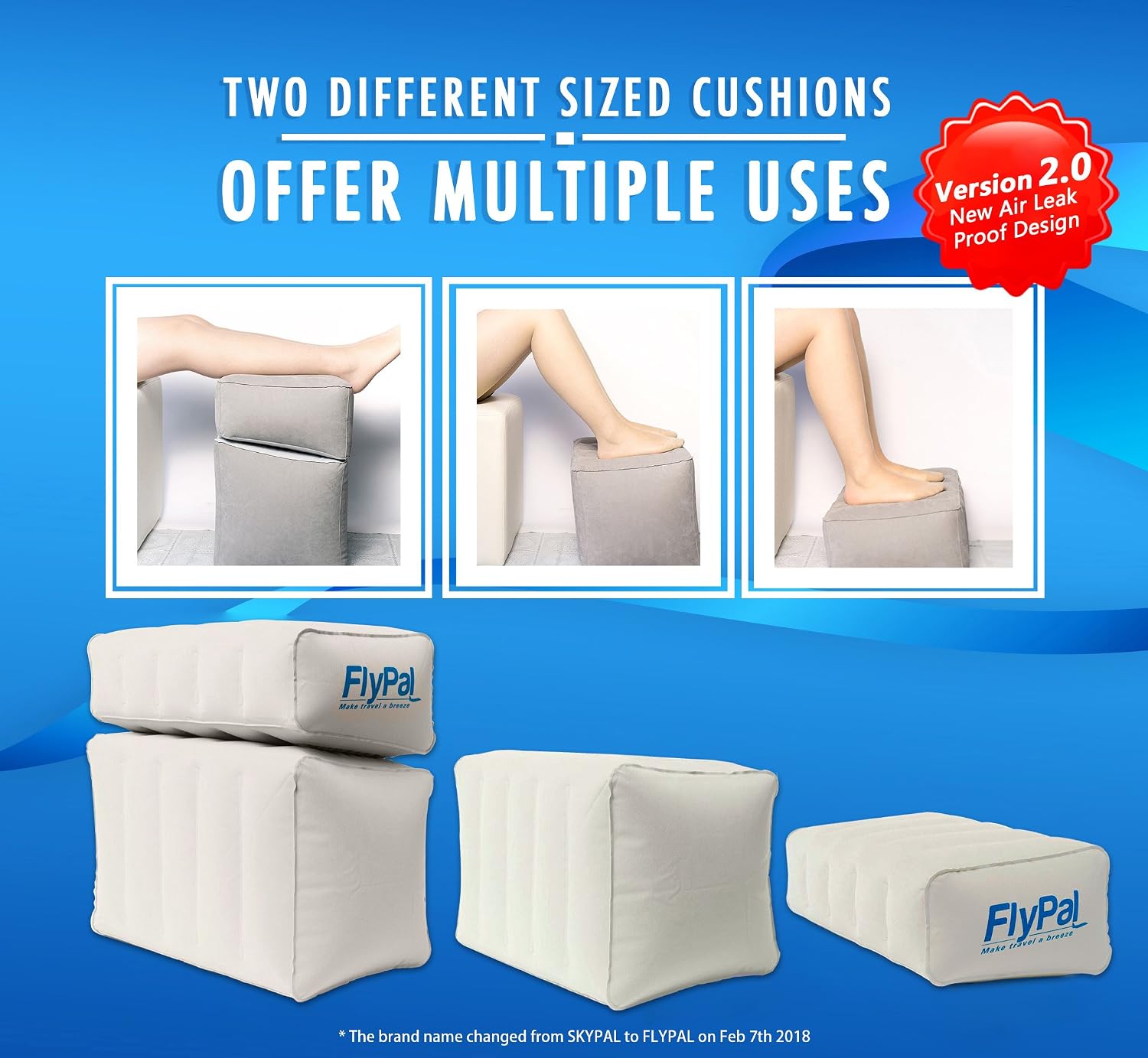Flypal Inflatable Foot Rest Pillow, Kids Airplane Bed | Adjustable Height Leg Rest for Travel & Office | Improves Comfort & Circulation…
