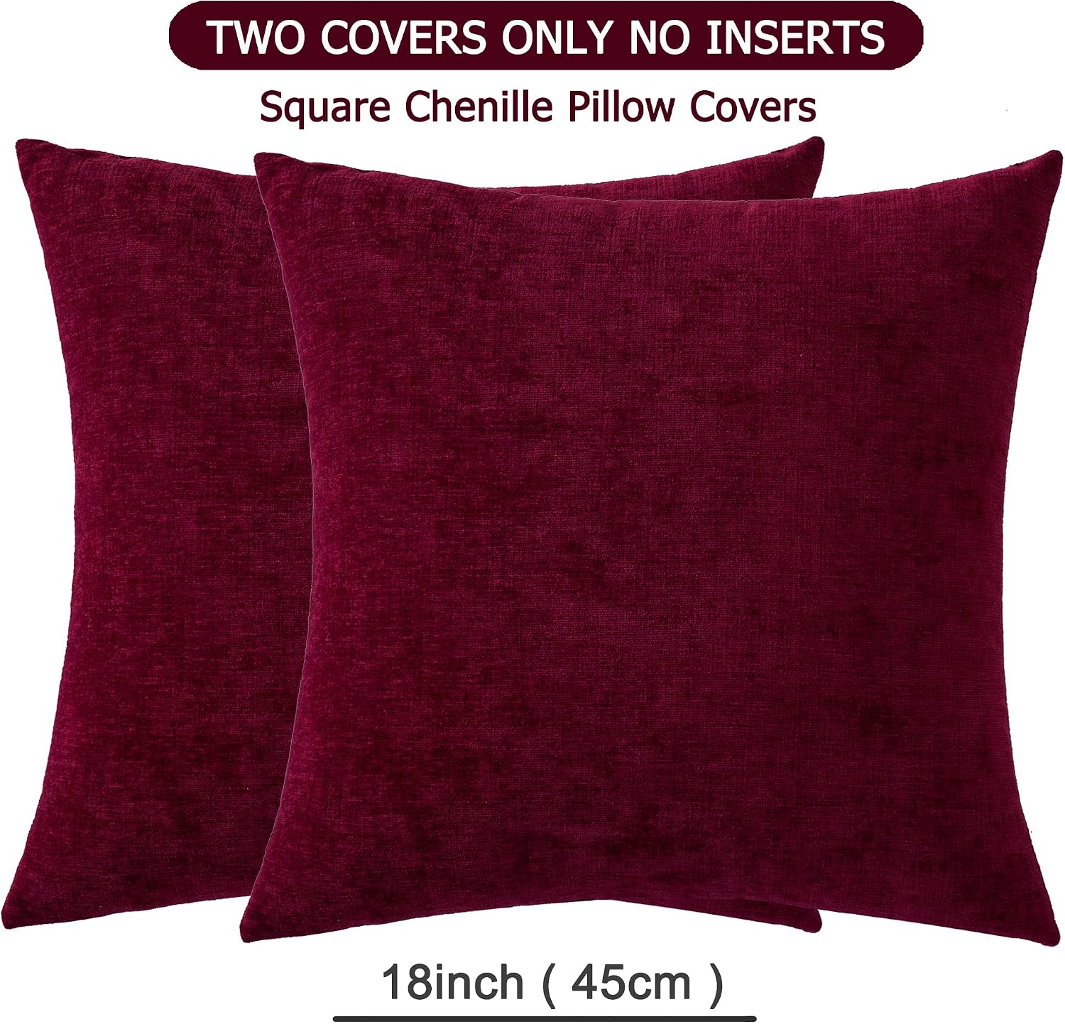 Gawamay Decorative Square Throw Pillow Covers 18"x18" Inch Set of 2, Super Soft Chenille Pillows Cover Fall Pillowcase for Living Room Bedr…