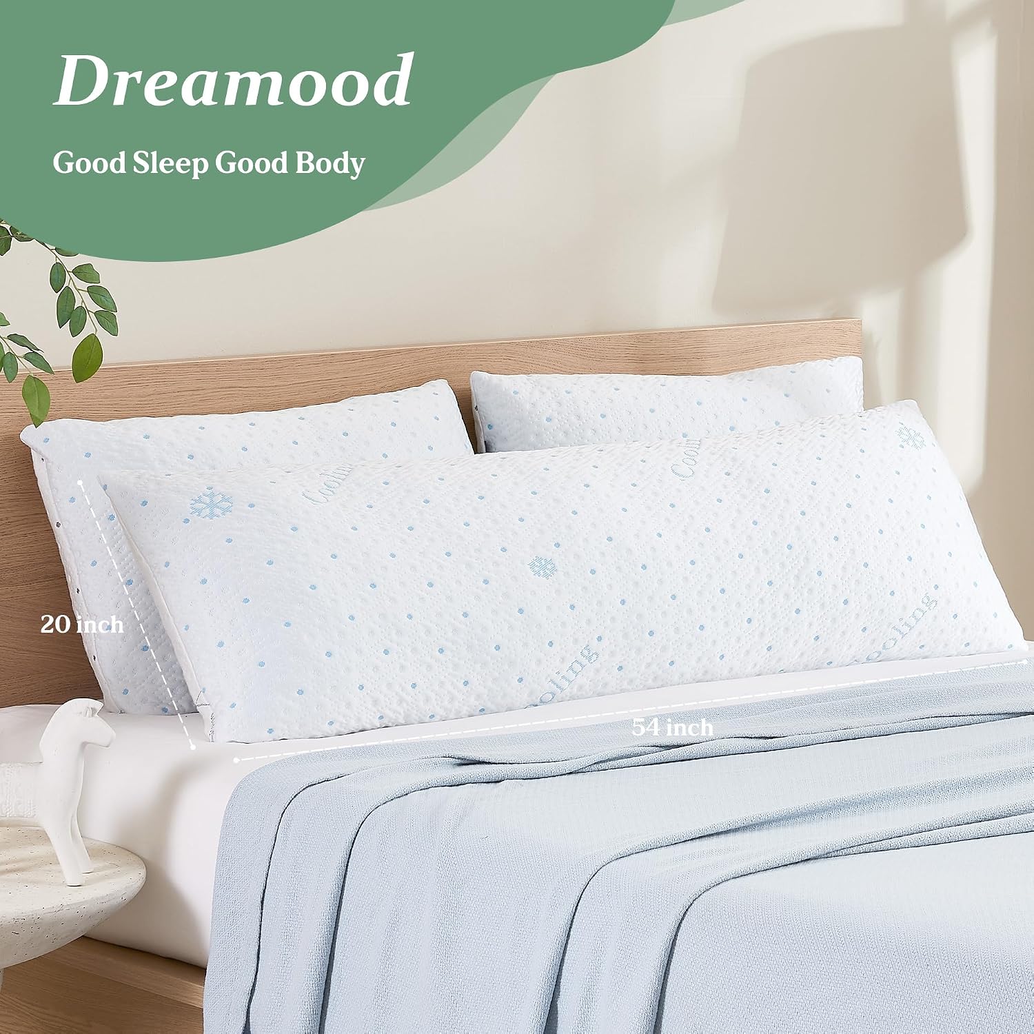 Dreamood Cooling Body Pillow with Pillowcase, Adjustable Shredded Memory Foam Pregnancy Long Full Bed Body Pillows for Adults Side Sleeper…