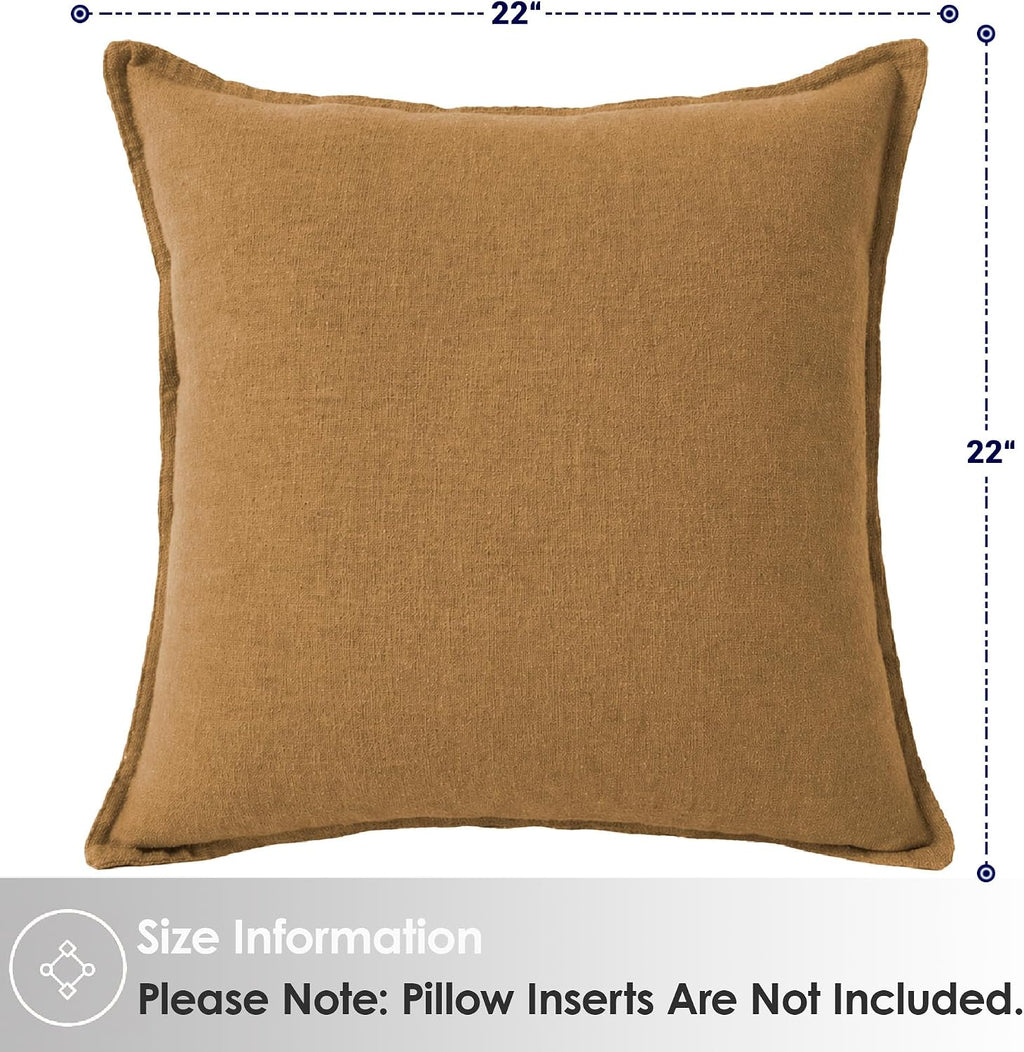 Symplora Cotton Linen Throw Pillow Covers Set of 2, Breathable Non Pilling Decorative Pillow Covers, Machine Washable Cushion Case for…