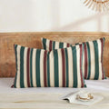 Merryword 100% Cotton Pillow Cases, Queen Size Pillowcases, Green Striped Pillowcases, Luxury Linen Like Pillowcase, Soft Breathable Cabana…
