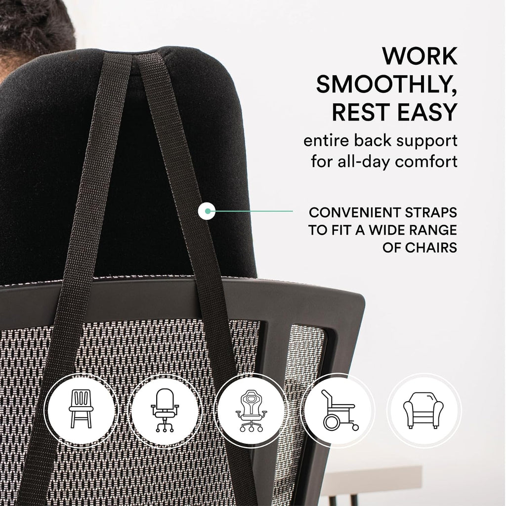 ObusForme Highback Backrest Support - Extra Tall Padded Seat Cushion and Lumbar Support Pillow, Portable Posture Support with Soft and Dura…