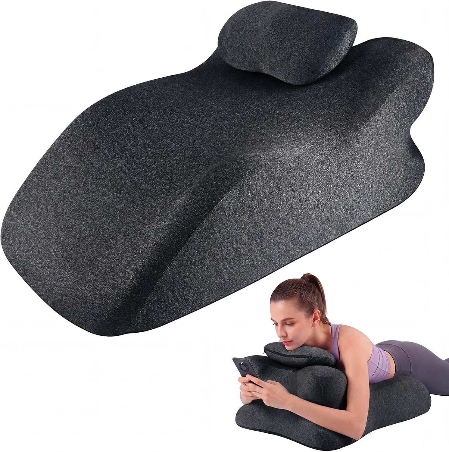 Ergonomic Contoured Support Pillow, 27°Angle Wedge Memory Foam Pillow, Multi-Functional Neck Back Waist Pillow for Bed Sleeping &…
