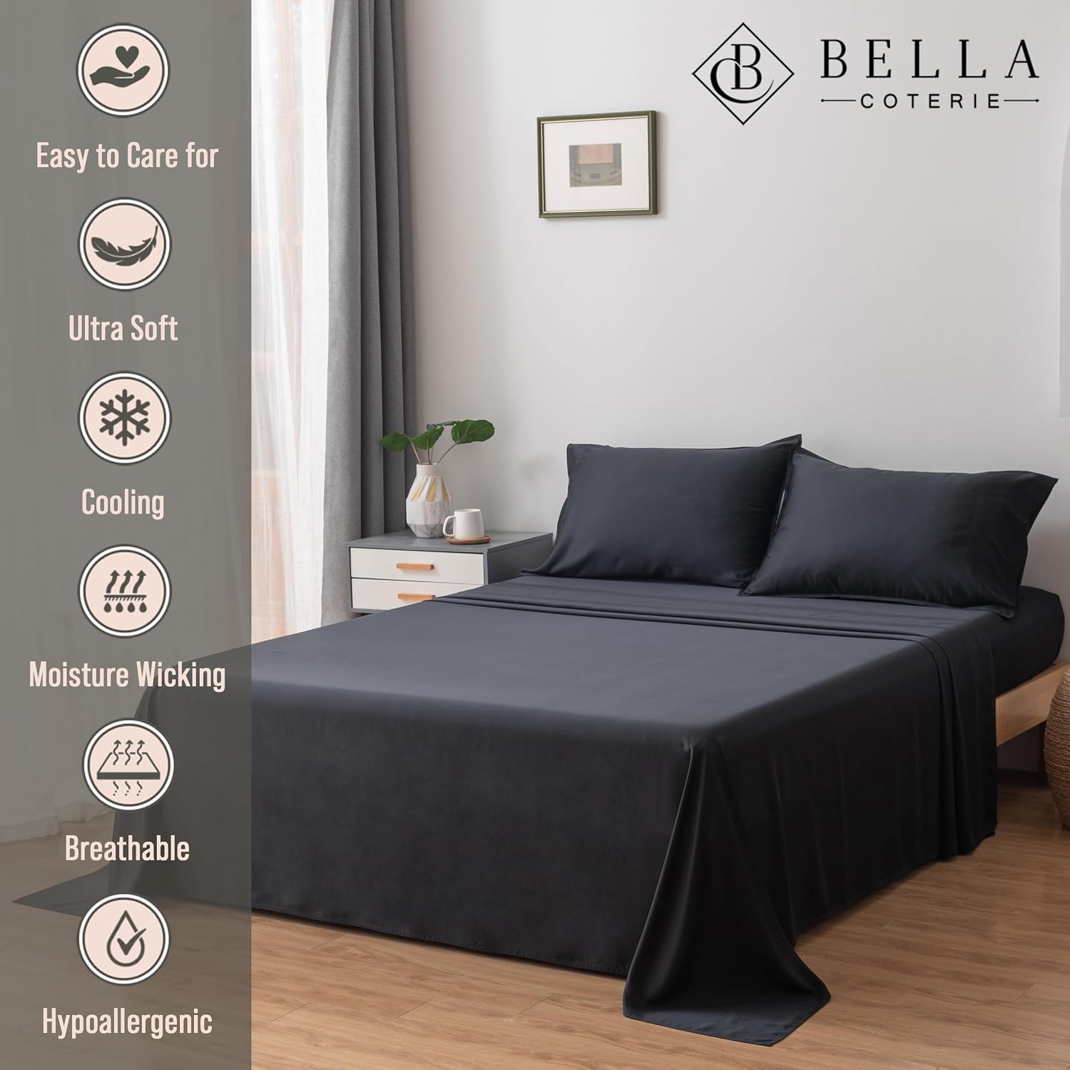 Bella Coterie Luxury Bamboo Viscose King Size Sheet Set | 100% Organically Grown | Ultra Soft | Cooling for Hot Sleepers | 18" Deep…